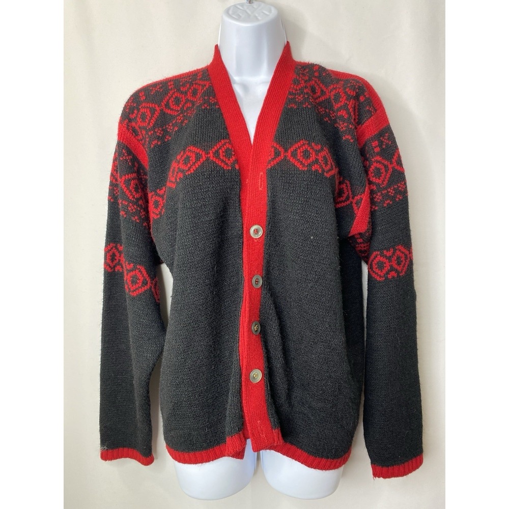 Vintage ARROW Ski‎ Lodge Men's Cardigan Sweater Size Medium Christmas Grandpa